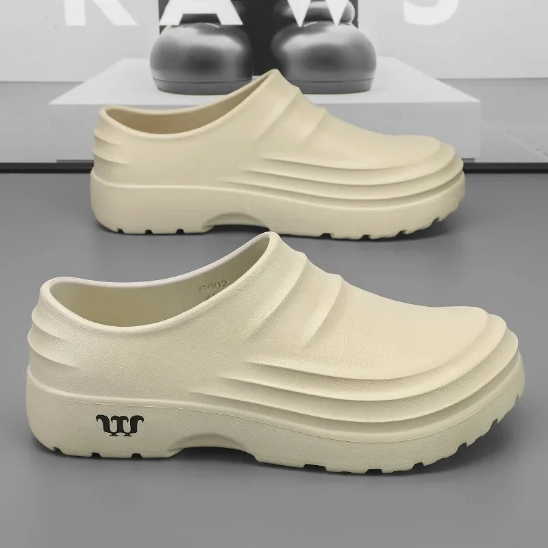 Chef Shoes Men's Non-slip, Waterproof, Oil-proof And Wear-resistant Kitchen Special Labor Protection Soft-soled Work Shoes With Patent Appearance