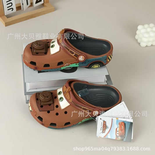 Children's Crocs Cars Teeth Shoes New Children's Shoes Plaid Flat Beach Sandals Slippers For Boys