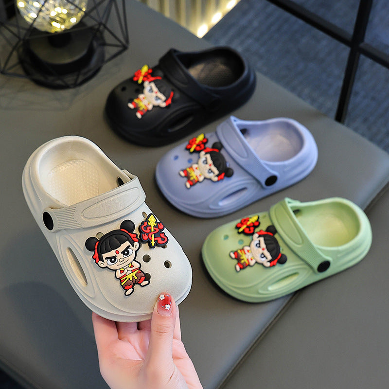 Children's Sandals And Slippers Summer Boys Simple Sports Home Wear Baby Toddler Shoes Thick Sole Non-slip Dual-purpose Slippers