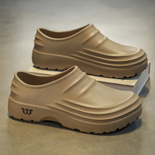 Chef Shoes Men's Non-slip, Waterproof, Oil-proof And Wear-resistant Kitchen Special Labor Protection Soft-soled Work Shoes With Patent Appearance