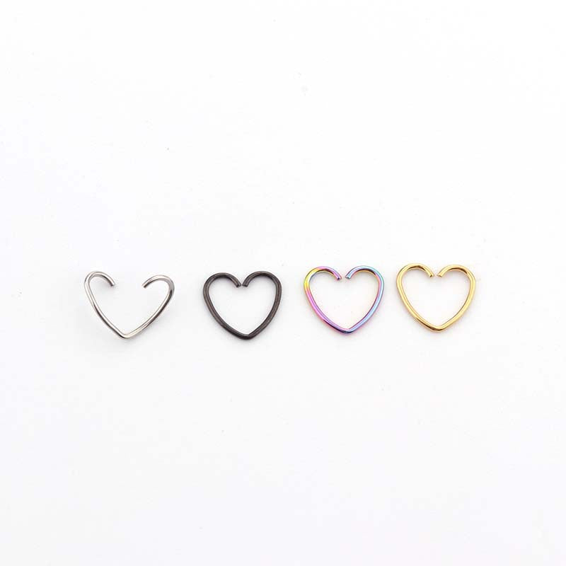 Stainless Steel Peach Heart Five-pointed Star-shaped Opening Ring Ear Bone Piercing Earrings Multi-purpose Function Ring Foreign Trade Jewelry
