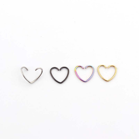 Stainless Steel Peach Heart Five-pointed Star-shaped Opening Ring Ear Bone Piercing Earrings Multi-purpose Function Ring Foreign Trade Jewelry