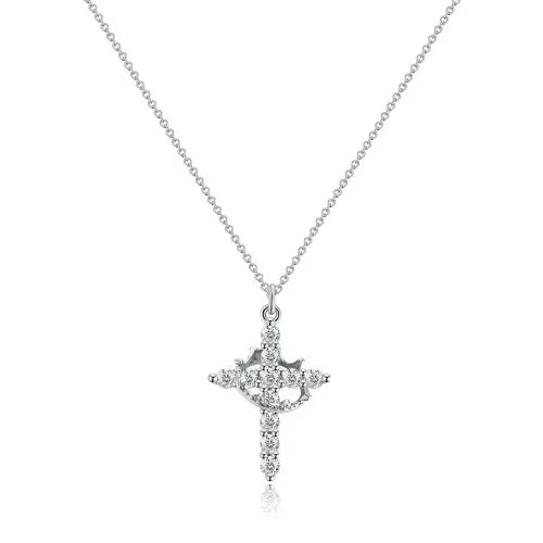 S925 Sterling Silver Full Diamond Cross Necklace Necklace American Hip Hop Joker Niche Design Sense