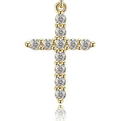 S925 Sterling Silver Full Diamond Cross Necklace Necklace American Hip Hop Joker Niche Design Sense
