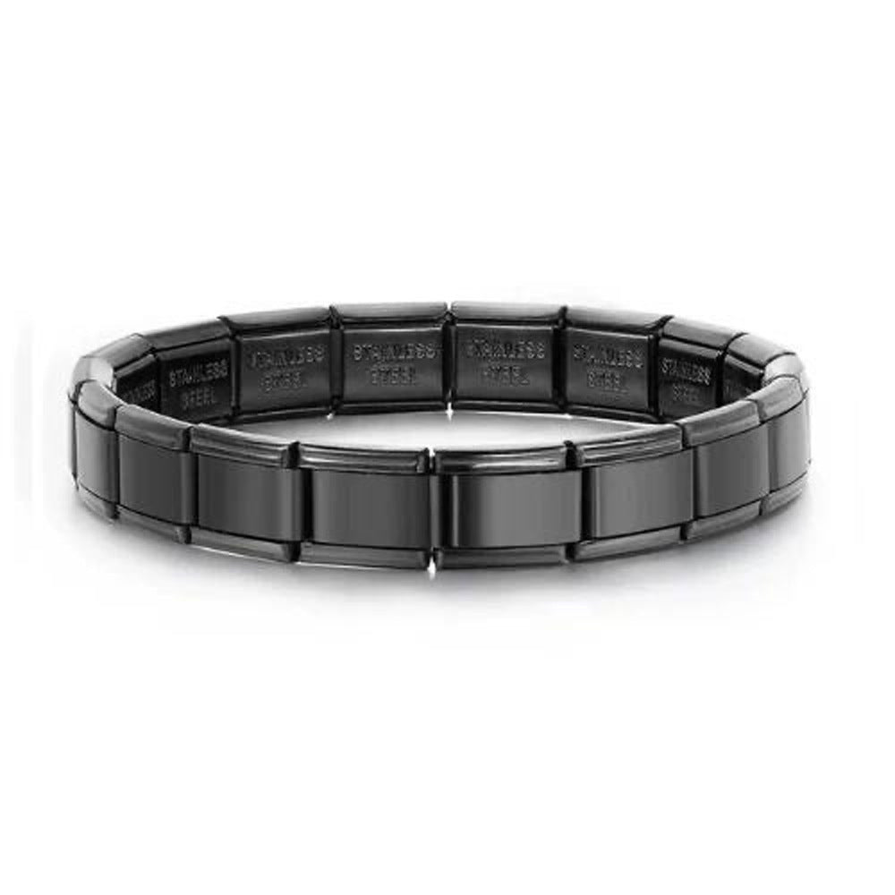Italian Module Bracelet Italian Charm Stainless Steel Block Elastic Spliced Titanium Steel Glaky Bracelet