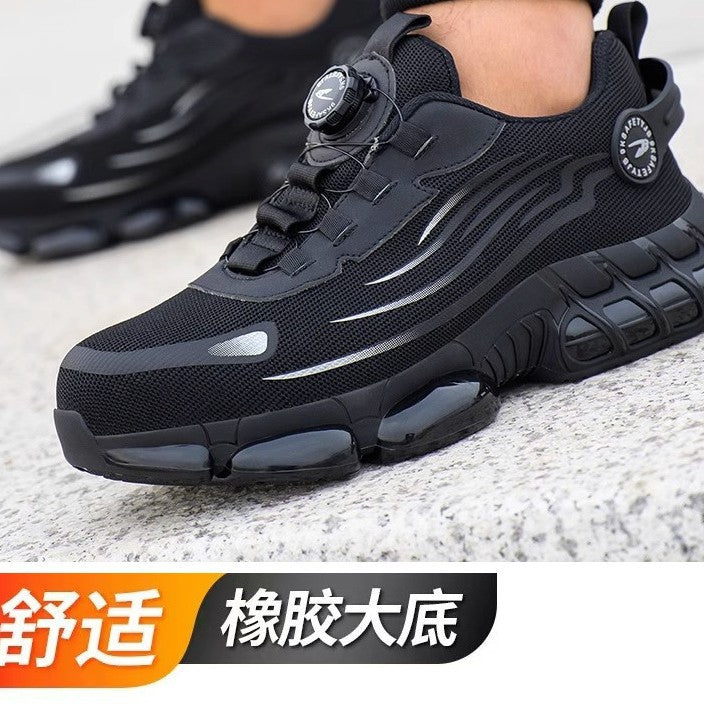 Cross-border Fashion New Rotating Button Labor Protection Shoes Men&#039;s Anti-smashing Anti-puncture Safety Shoes Non-slip Wear-resistant Work Shoes
