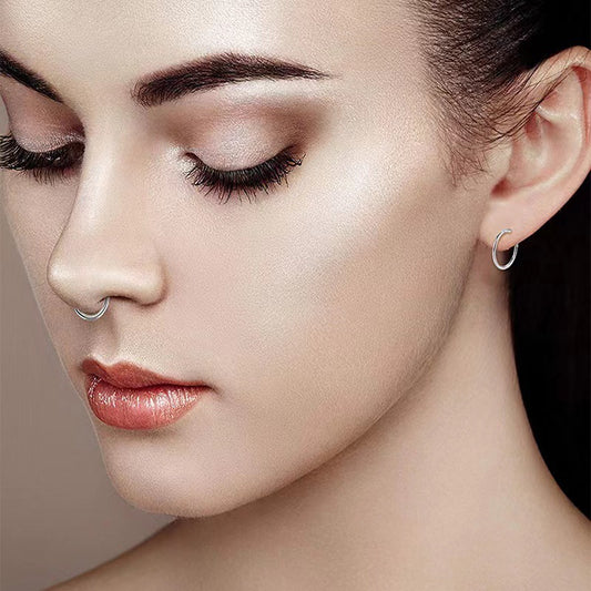 2022 Summer Titanium Steel Earrings Round Nose Rings New European And American Earrings Cross-border Earrings Golden Earrings Earrings