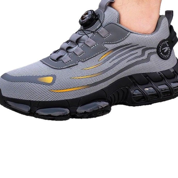Cross-border Fashion New Rotating Button Labor Protection Shoes Men&#039;s Anti-smashing Anti-puncture Safety Shoes Non-slip Wear-resistant Work Shoes