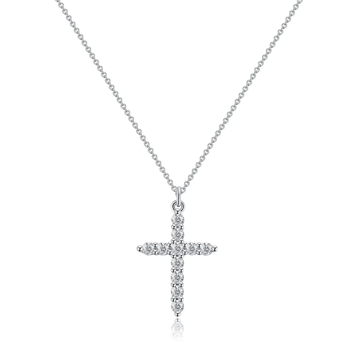 S925 Sterling Silver Full Diamond Cross Necklace Necklace American Hip Hop Joker Niche Design Sense