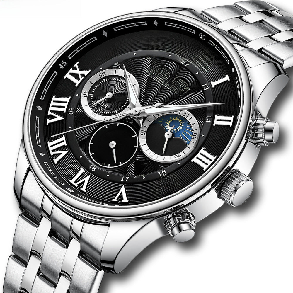 Men&#039;s Watch Calendar Watch Steel Band Watch Six-pin Sports Men&#039;s Watch Business Quartz