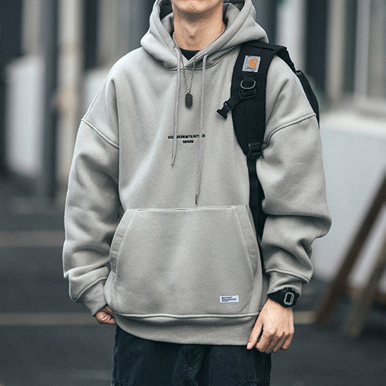 Free Shipping Autumn And Winter Plus Velvet Outer Wear Retro Sweater Men&#039;s Loose Trend All-match Hoodie Ins Hong Kong Style Couple Leisure