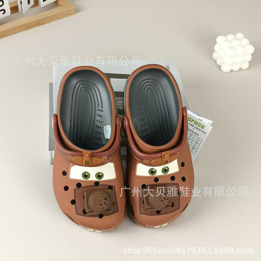 Children&#039;s Crocs Cars Teeth Shoes New Children&#039;s Shoes Plaid Flat Beach Sandals Slippers For Boys