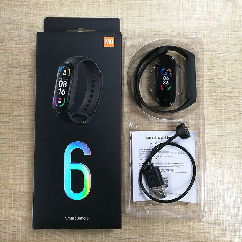 M6 Smart Bracelet Heart Rate Blood Pressure Bluetooth Step Meter Music Weather Sleep Monitoring Cross-border M6 Smart Sports Bracelet